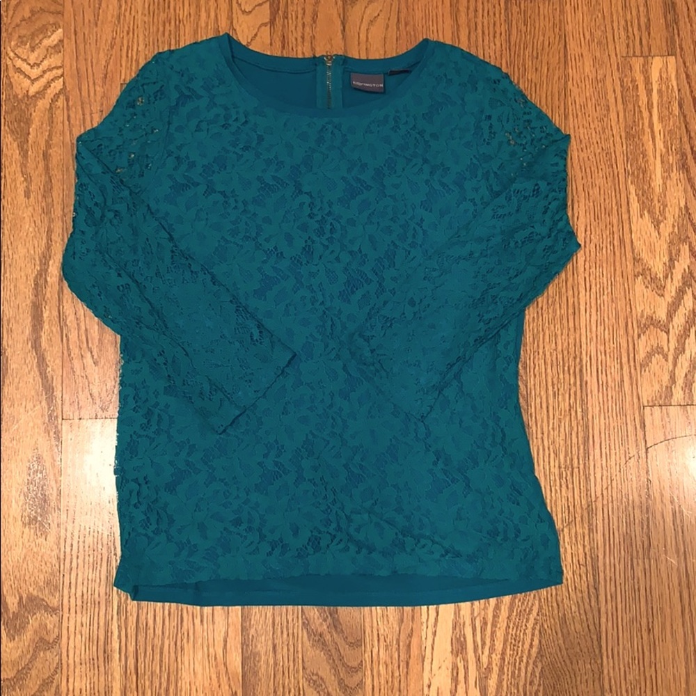 Lace Sleeve Green Formal Blouse!